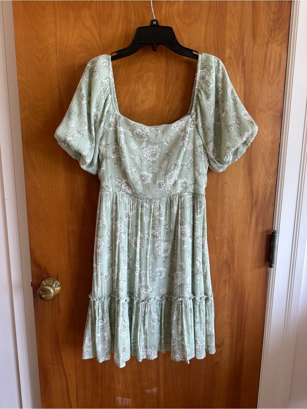 Blu Pepper Mint Floral Puff-Sleeve Mini Dress